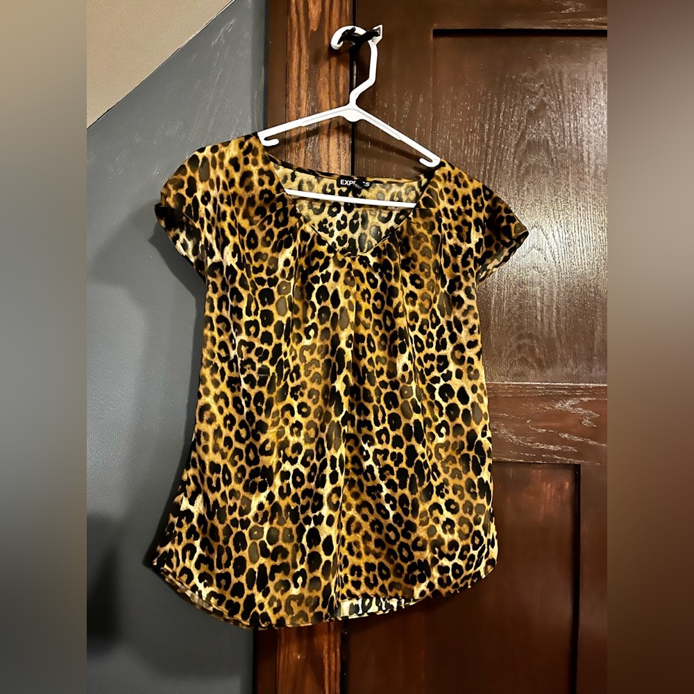 90s Express leopard print blouse | size S